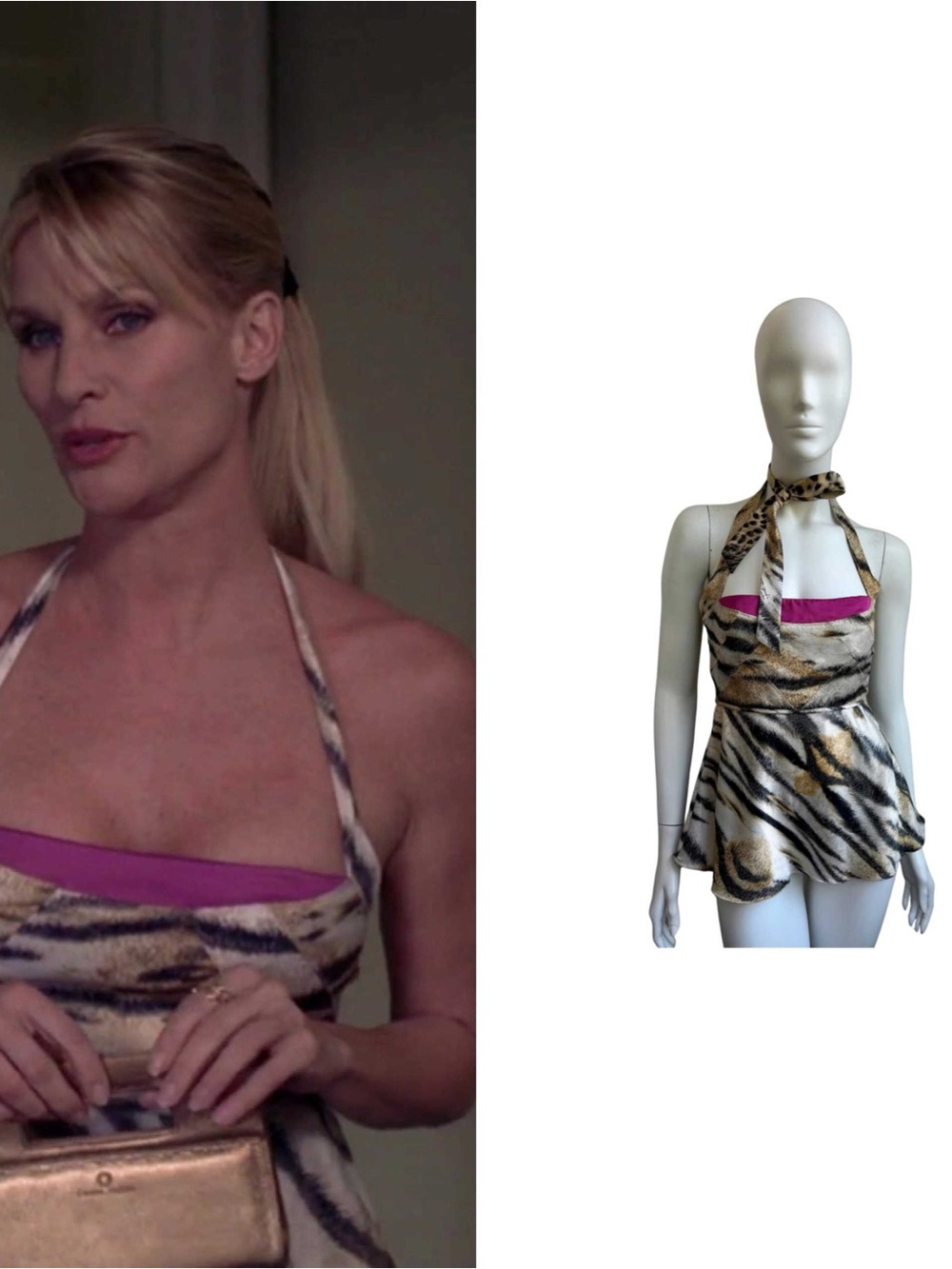 Vintage 90s Just Cavalli Tiger Top, Halter Animal Print Halter Top